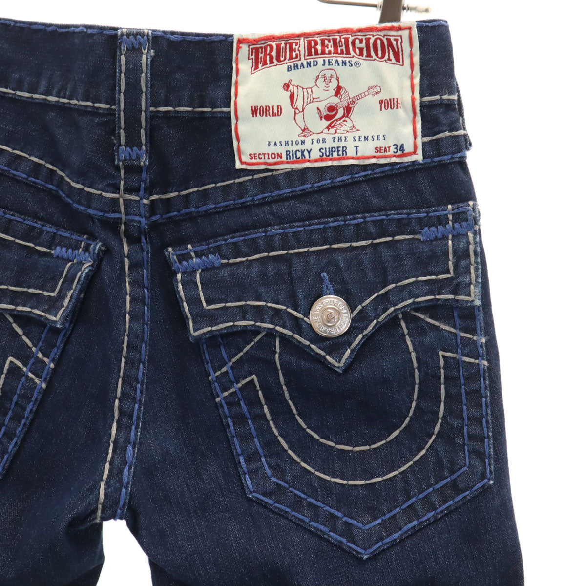 TRUE RELIGION トゥルーレリジョン USA製 ステッチ デニムパンツ w29 インディゴブルー ジーンズ メンズ