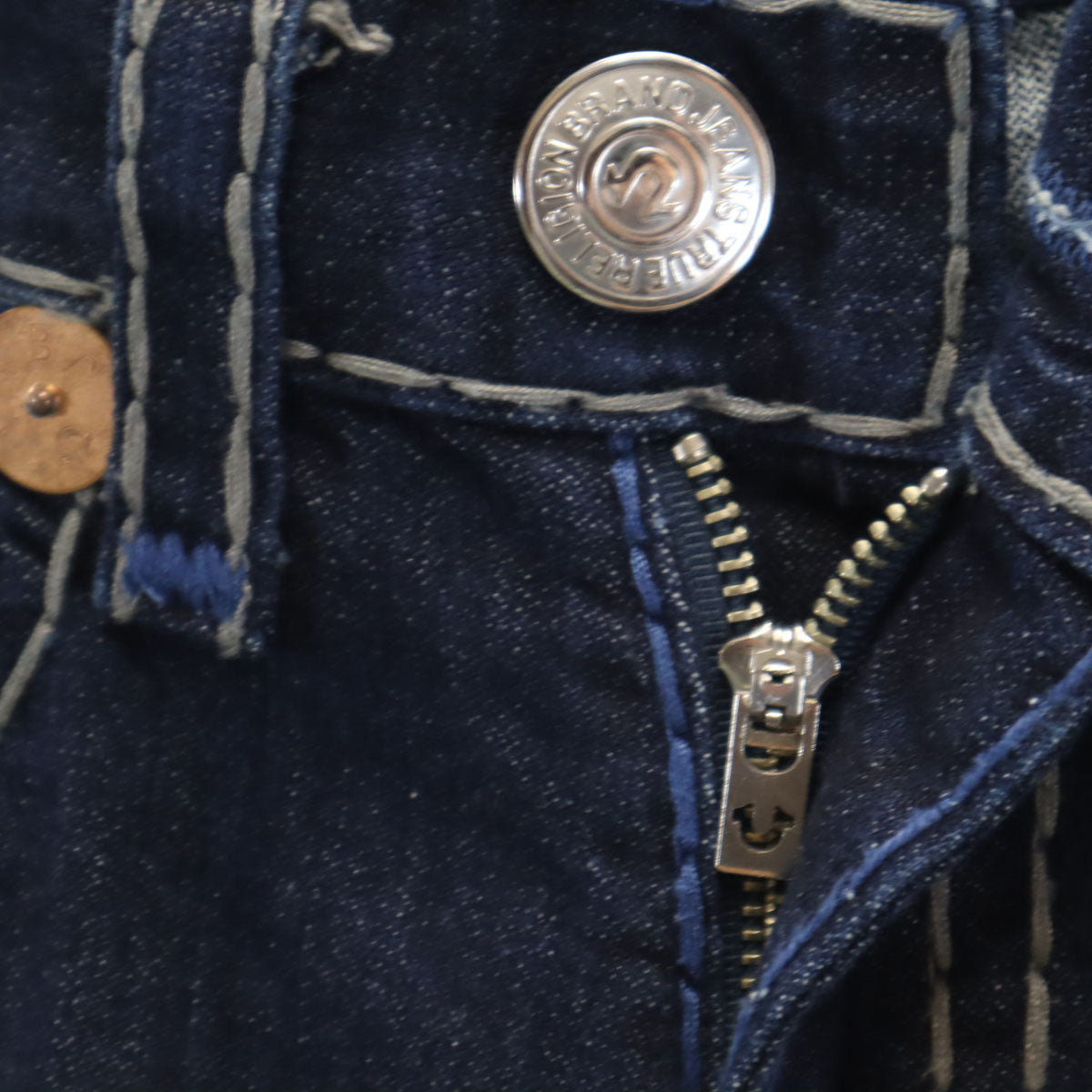 TRUE RELIGION トゥルーレリジョン USA製 ステッチ デニムパンツ w29 インディゴブルー ジーンズ メンズ