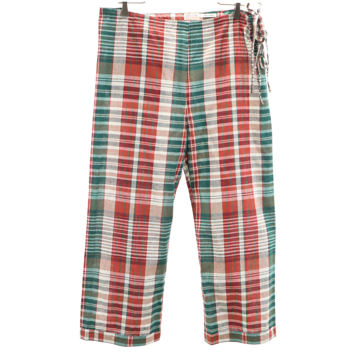 BEAMS BOY ビームスボーイ 日本製 リネンブレンド チェック柄 イージーパンツ マルチ レディース