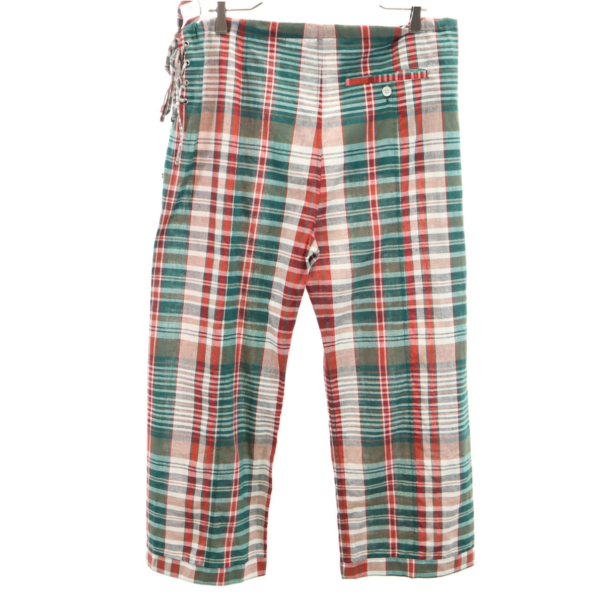 BEAMS BOY ビームスボーイ 日本製 リネンブレンド チェック柄 イージーパンツ マルチ レディース