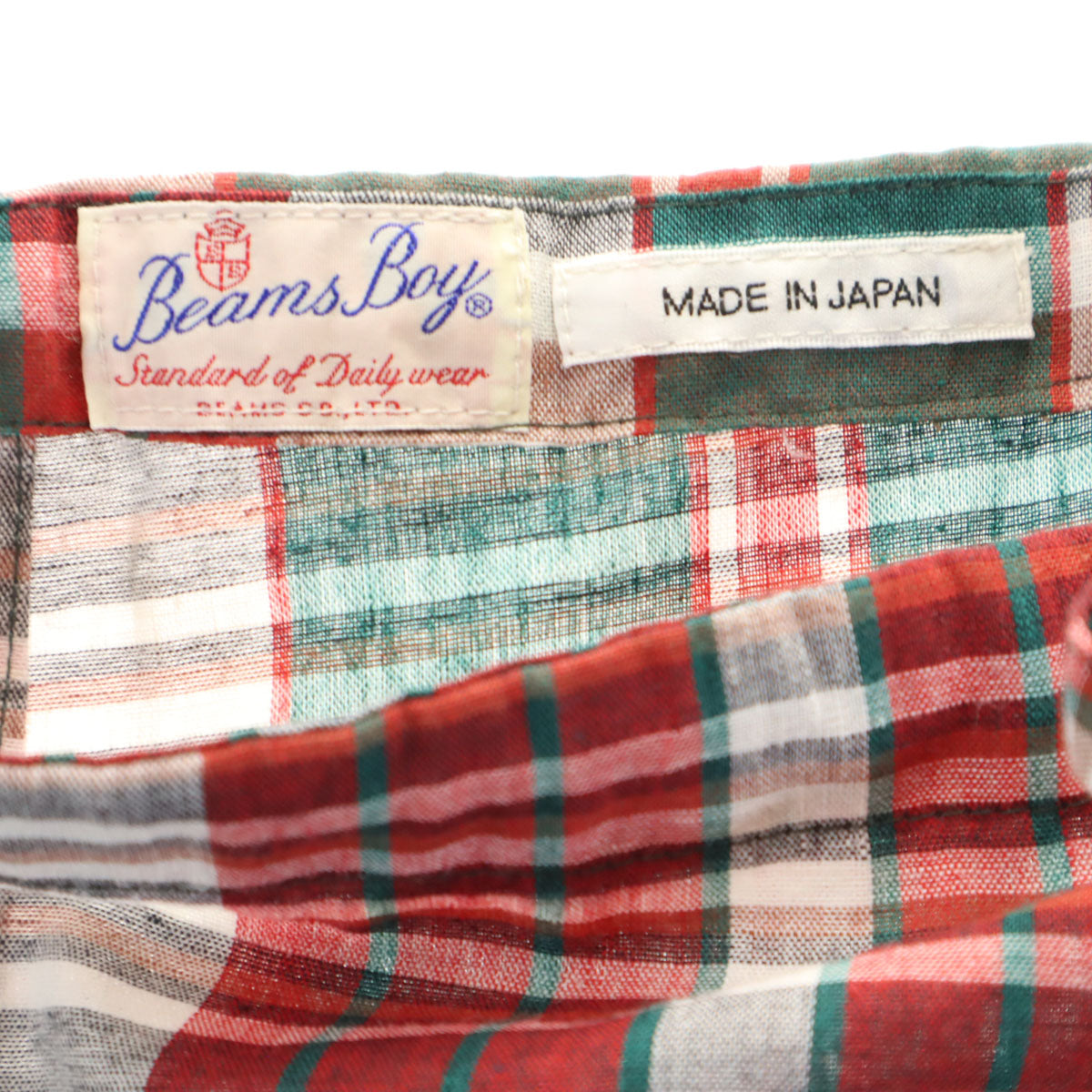 BEAMS BOY ビームスボーイ 日本製 リネンブレンド チェック柄 イージーパンツ マルチ レディース