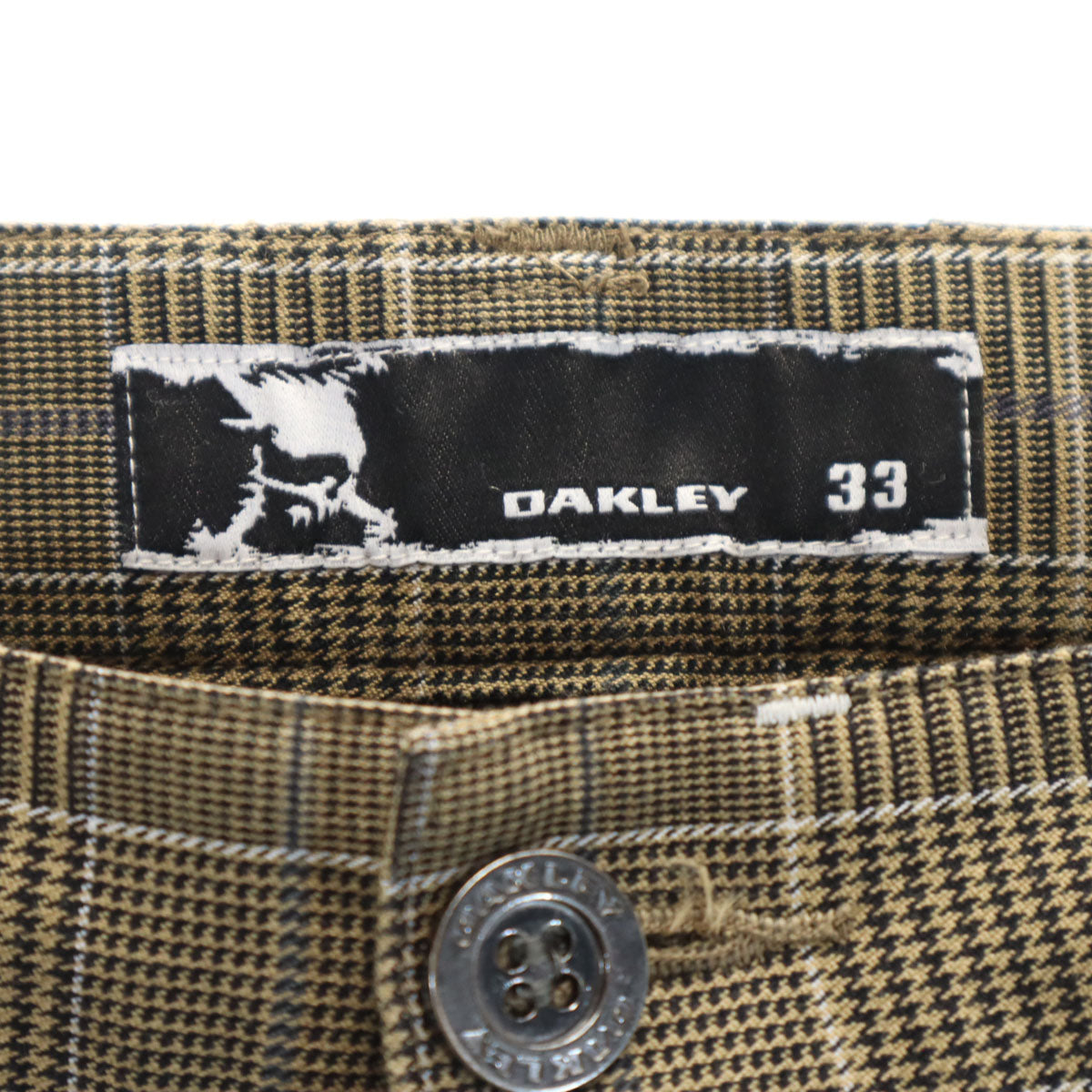 OAKLEY オークリー チェック柄 ロングパンツ W33 ブラウン メンズ