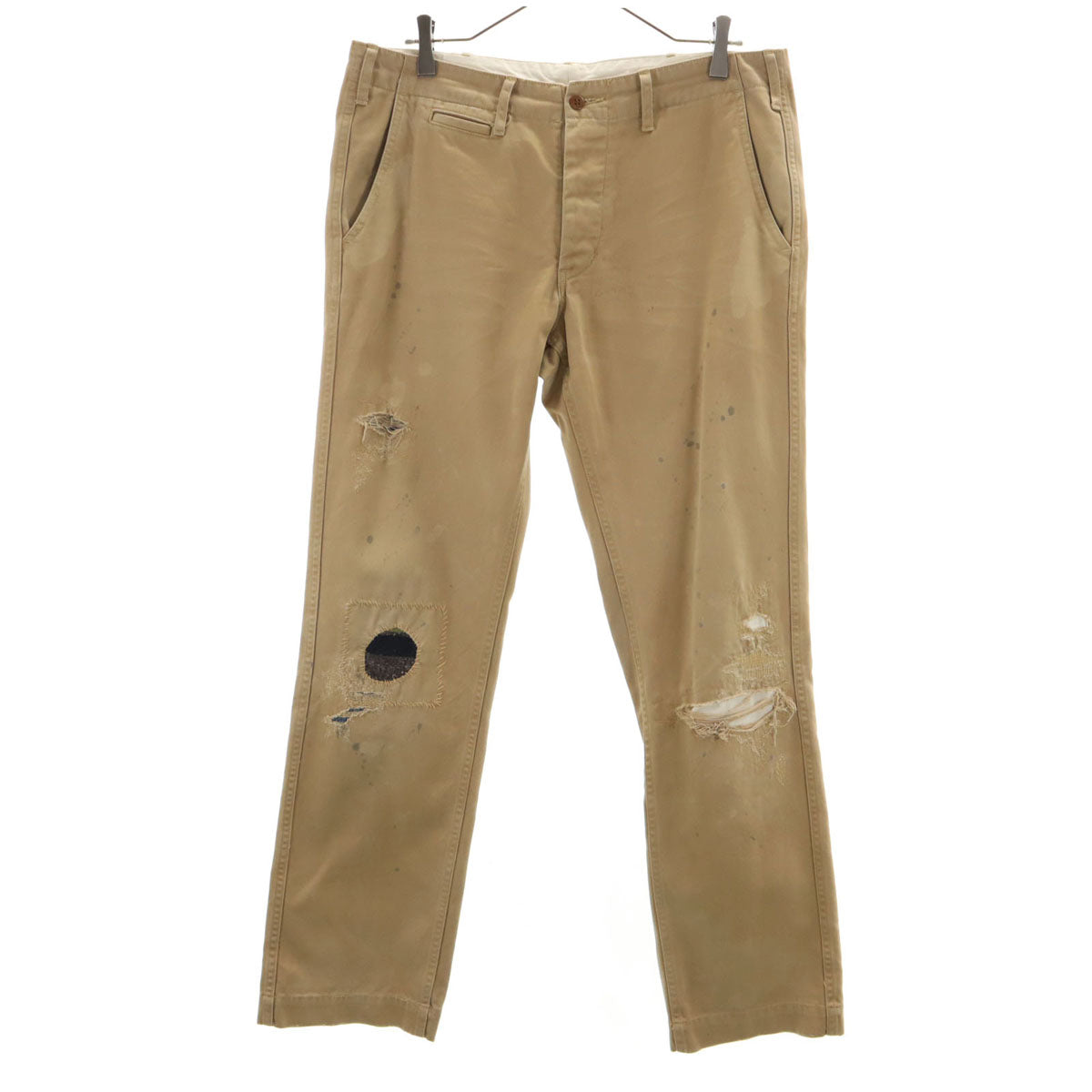 BURGUS PLUS バーガスプラス 日本製 チノパンツ W34 べージュ ボタンフライ メンズ