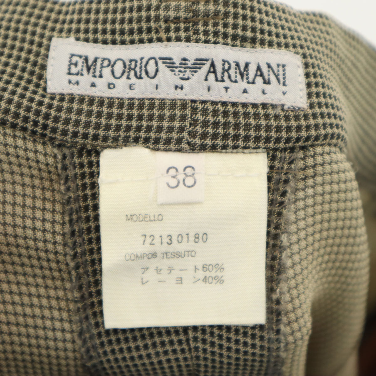 Emporio Armani エンポリオアルマーニ 90s イタリア製 オールド 格子柄 スラックスパンツ 38 ブラック タック レディース