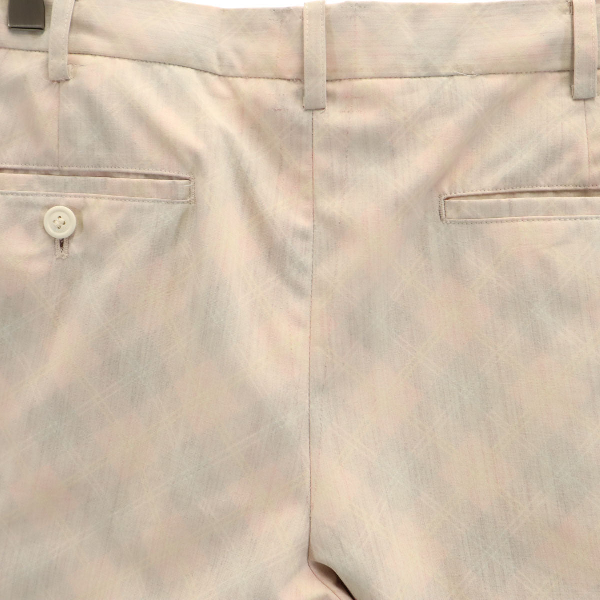 ISSEY MIYAKE MEN イッセイミヤケメン 日本製 リバースプリント チェック柄 スラックスパンツ 2 アイボリー系 メンズ