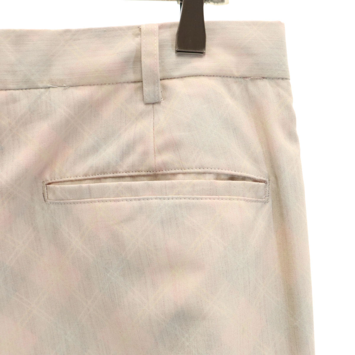 ISSEY MIYAKE MEN イッセイミヤケメン 日本製 リバースプリント チェック柄 スラックスパンツ 2 アイボリー系 メンズ