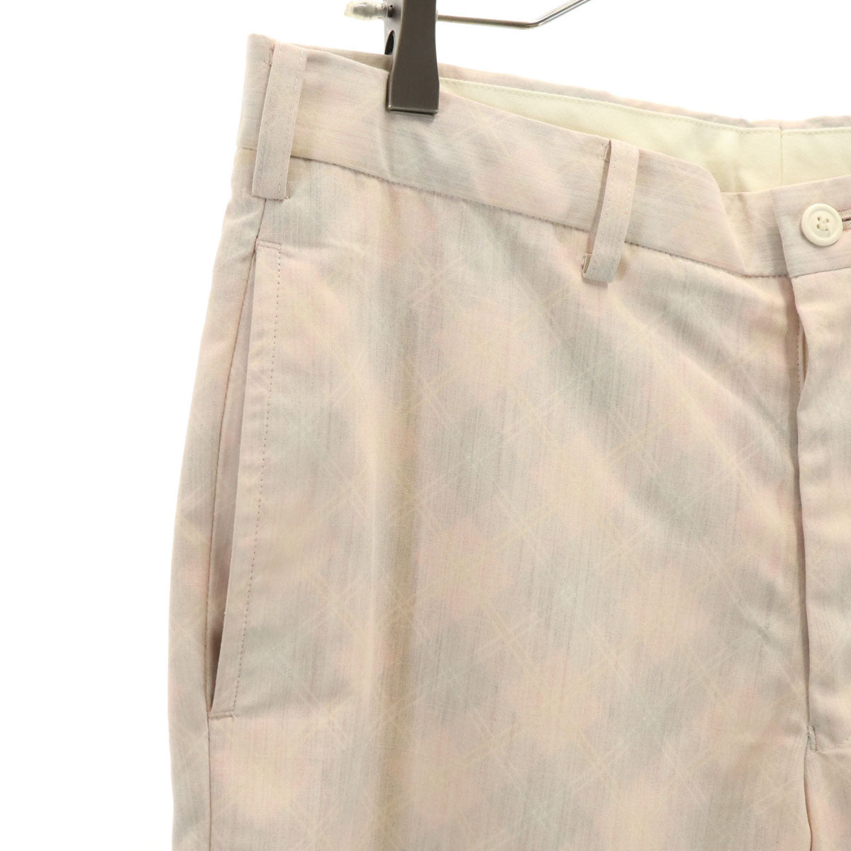 ISSEY MIYAKE MEN イッセイミヤケメン 日本製 リバースプリント チェック柄 スラックスパンツ 2 アイボリー系 メンズ