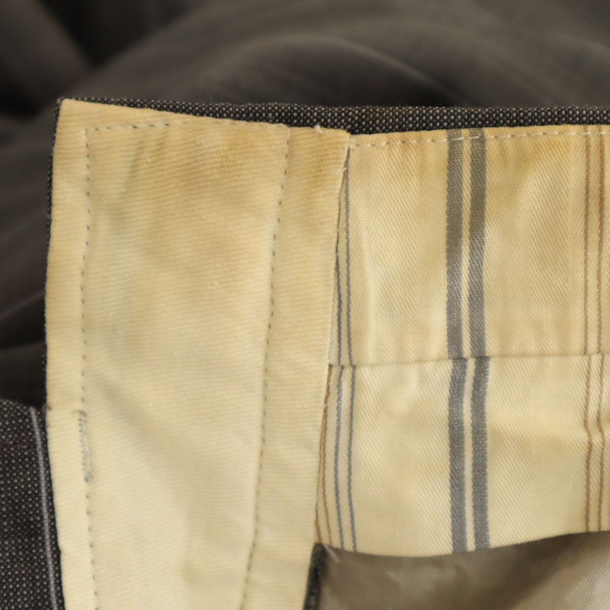 60s 70s ヴィンテージ ストライプ ジャパンヴィンテージ ストレートパンツ カーキ系 メンズ