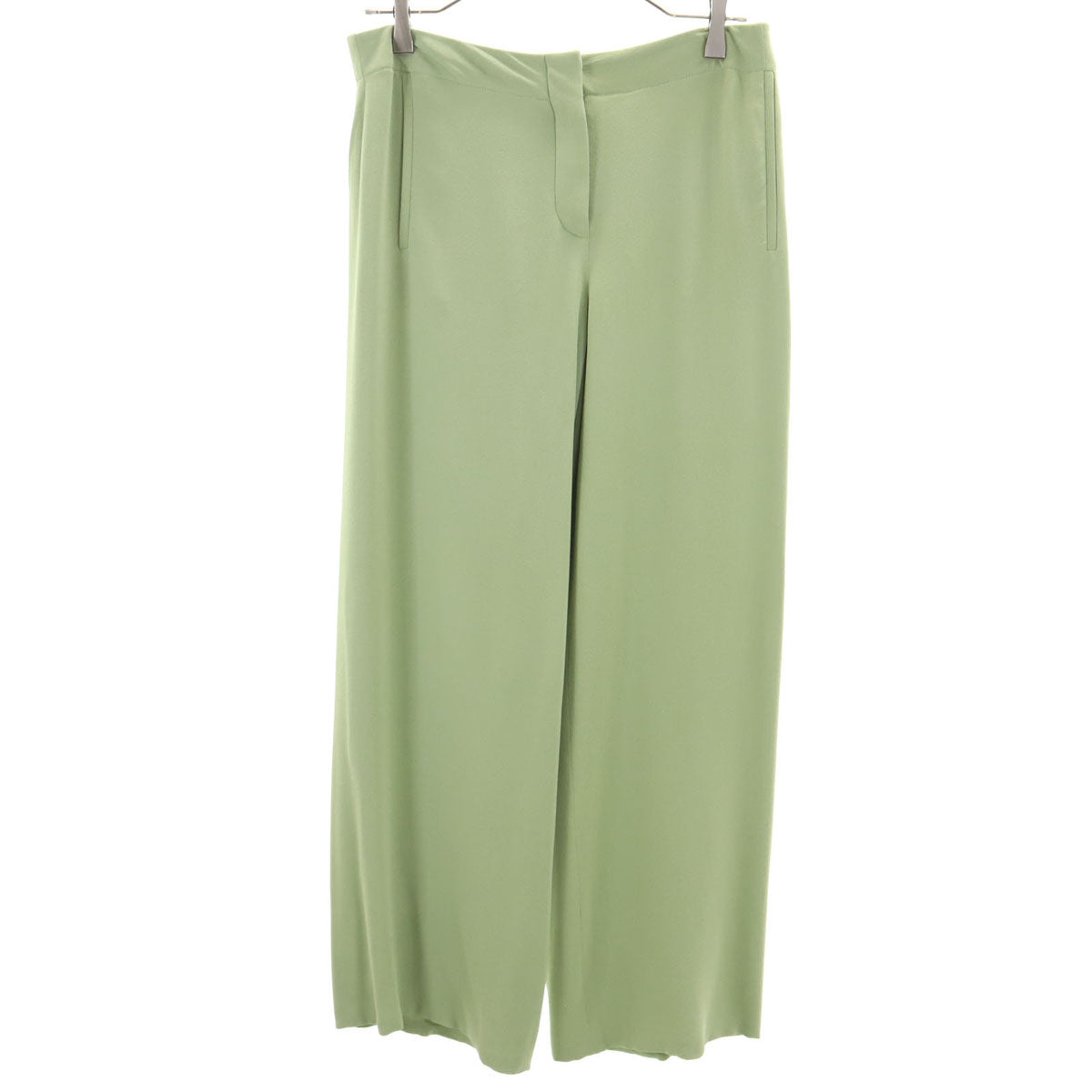 HERMES エルメス フランス製 シルク ワイドパンツ 38 モスグリーン系 レディース HERMES エルメス フランス製 シルク ワイドパンツ 38 モスグリーン系