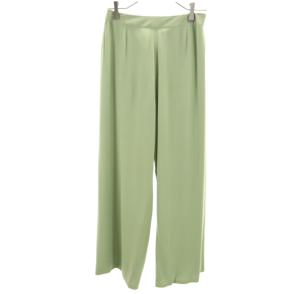 HERMES エルメス フランス製 シルク ワイドパンツ 38 モスグリーン系 レディース