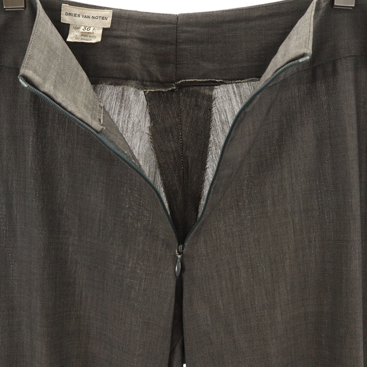 DRIES VAN NOTEN ドリスヴァンノッテン ベルギー製 フロントジップ スラックスパンツ 36 チャコール レディース
