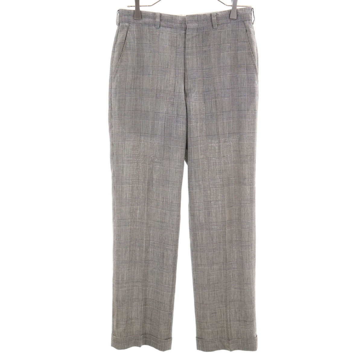 Brooks Brothers ブルックスブラザーズ 346 リネンブレンド 日本製 チェック柄 ロングパンツ 74 グレー メンズ