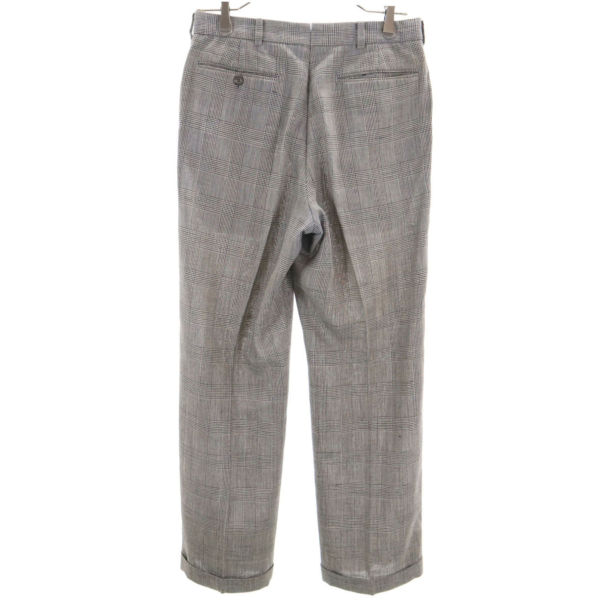 Brooks Brothers ブルックスブラザーズ 346 リネンブレンド 日本製 チェック柄 ロングパンツ 74 グレー メンズ
