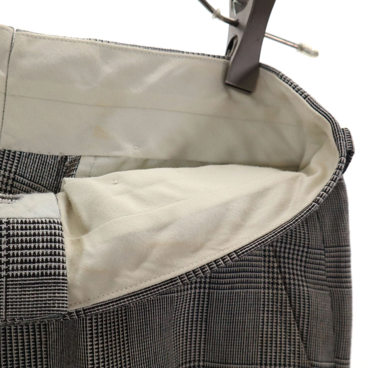 Brooks Brothers ブルックスブラザーズ 346 リネンブレンド 日本製 チェック柄 ロングパンツ 74 グレー メンズ