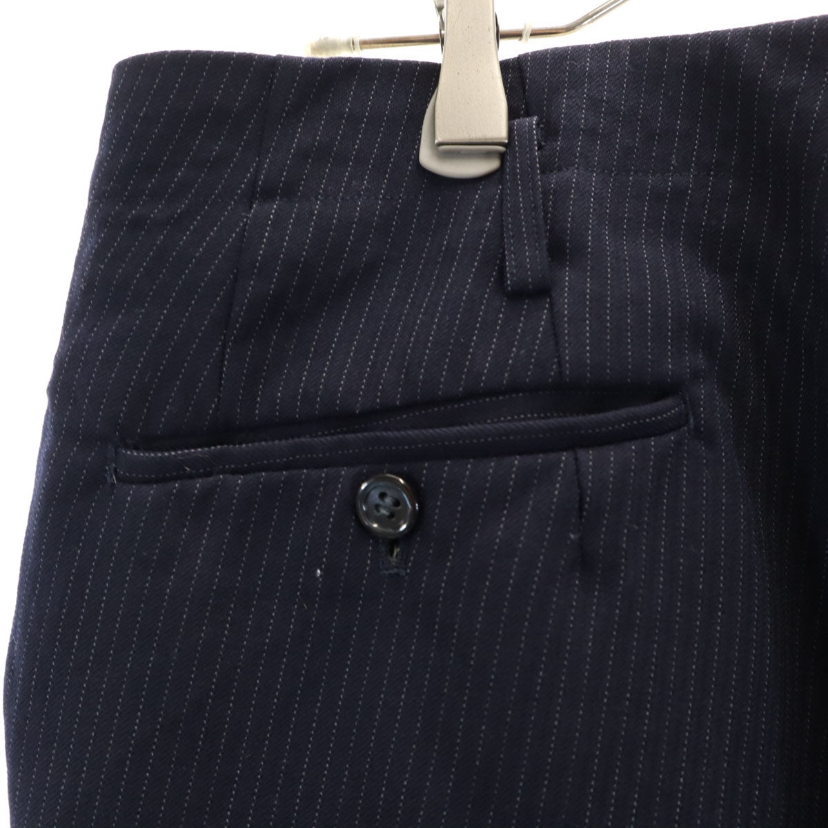 70s ヴィンテージ ピンストライプ柄 スラックスパンツ ネイビー TALONジップ メンズ