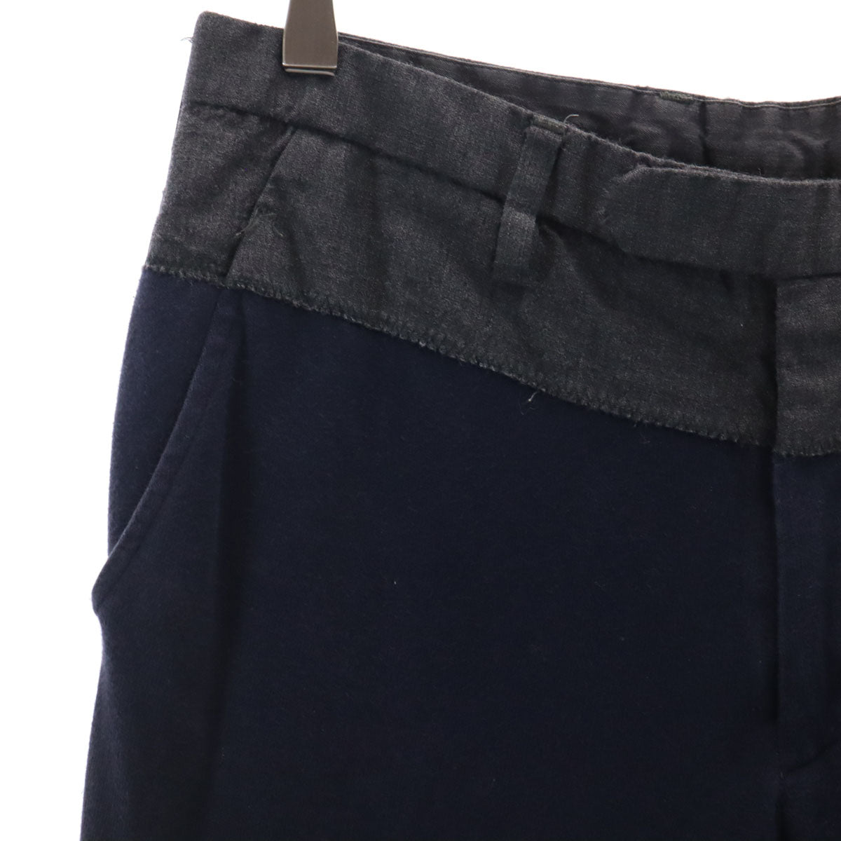 kolor カラー 日本製 切替リブ ロングパンツ 3 ネイビー メンズ