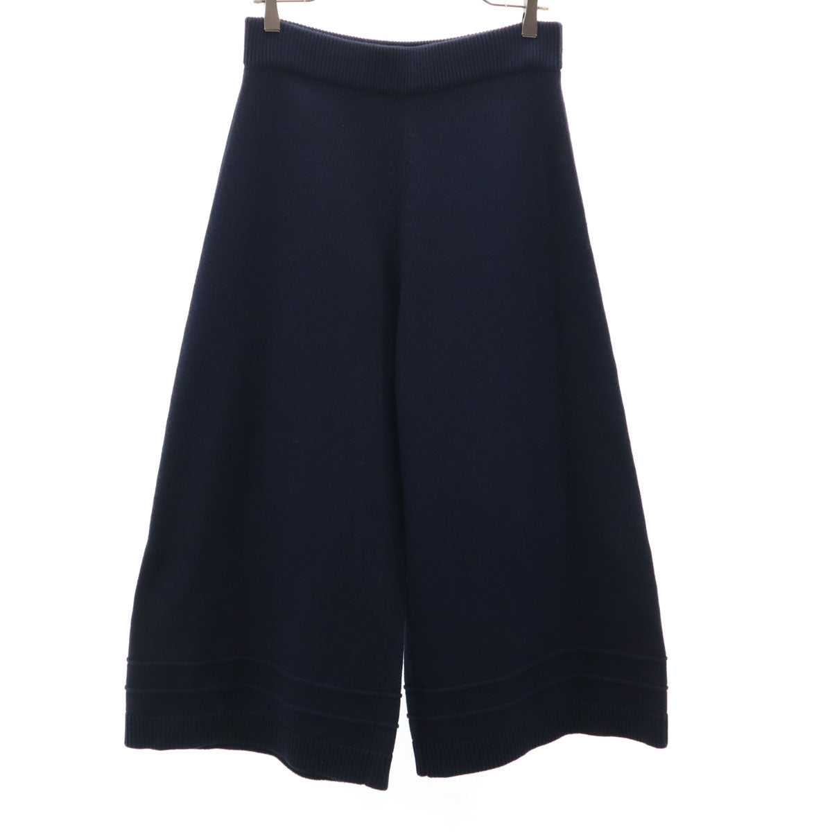 FOXEY NEW YORK フォクシーニューヨーク 日本製 ニット ワイドパンツ 42 ネイビー レディース