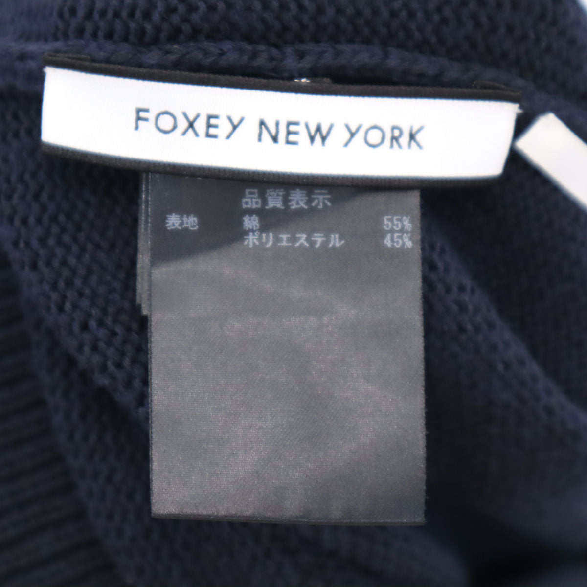 FOXEY NEW YORK フォクシーニューヨーク 日本製 ニット ワイドパンツ 42 ネイビー レディース