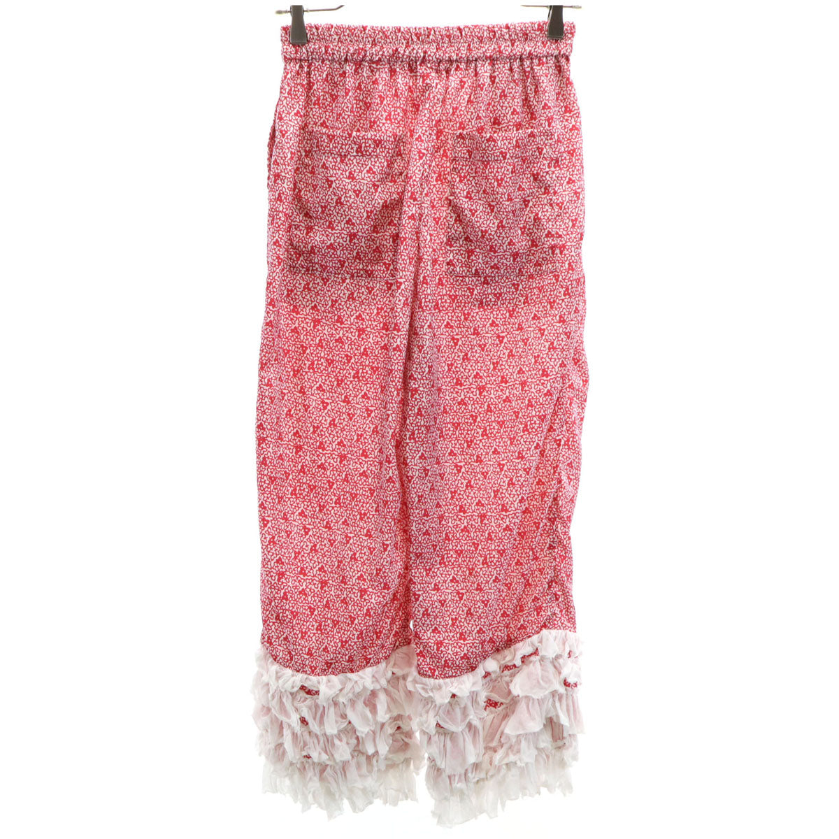 FUMIE TANAKA フミエタナカ 日本製 花柄 裾フリル イージーパンツ FREE レッド レディース