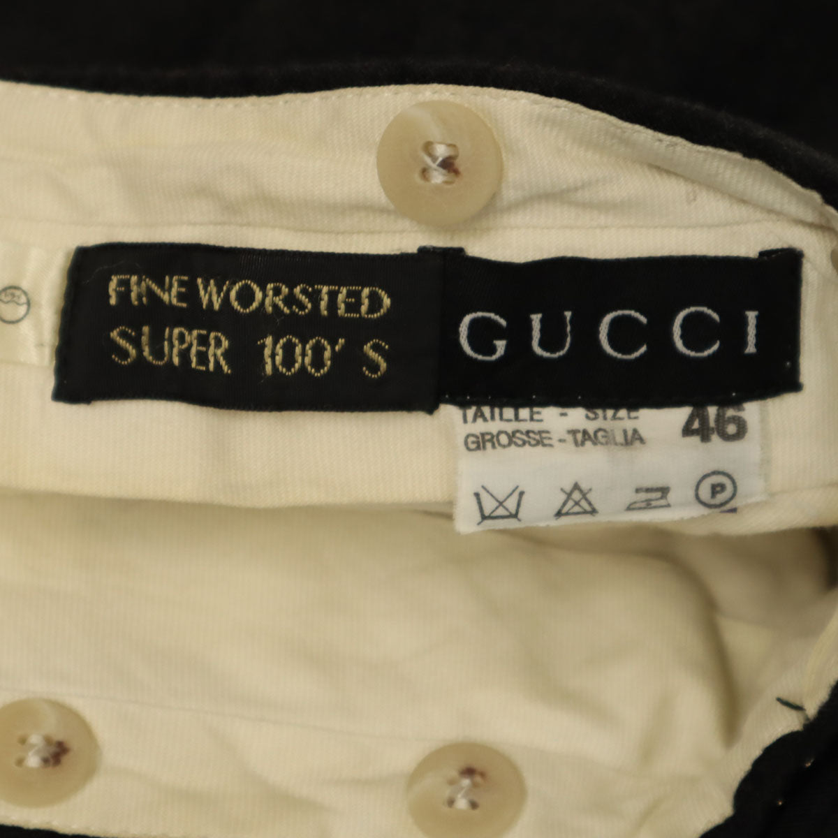 GUCCI グッチ イタリア製 ウール パンツ 46 黒 メンズ