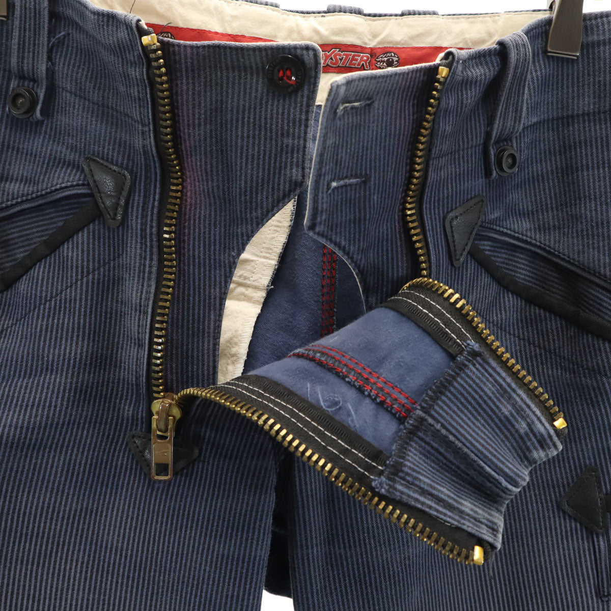 OYSTER ストライプ柄 ジャーマン ロガー パンツ ネイビー系 メンズ