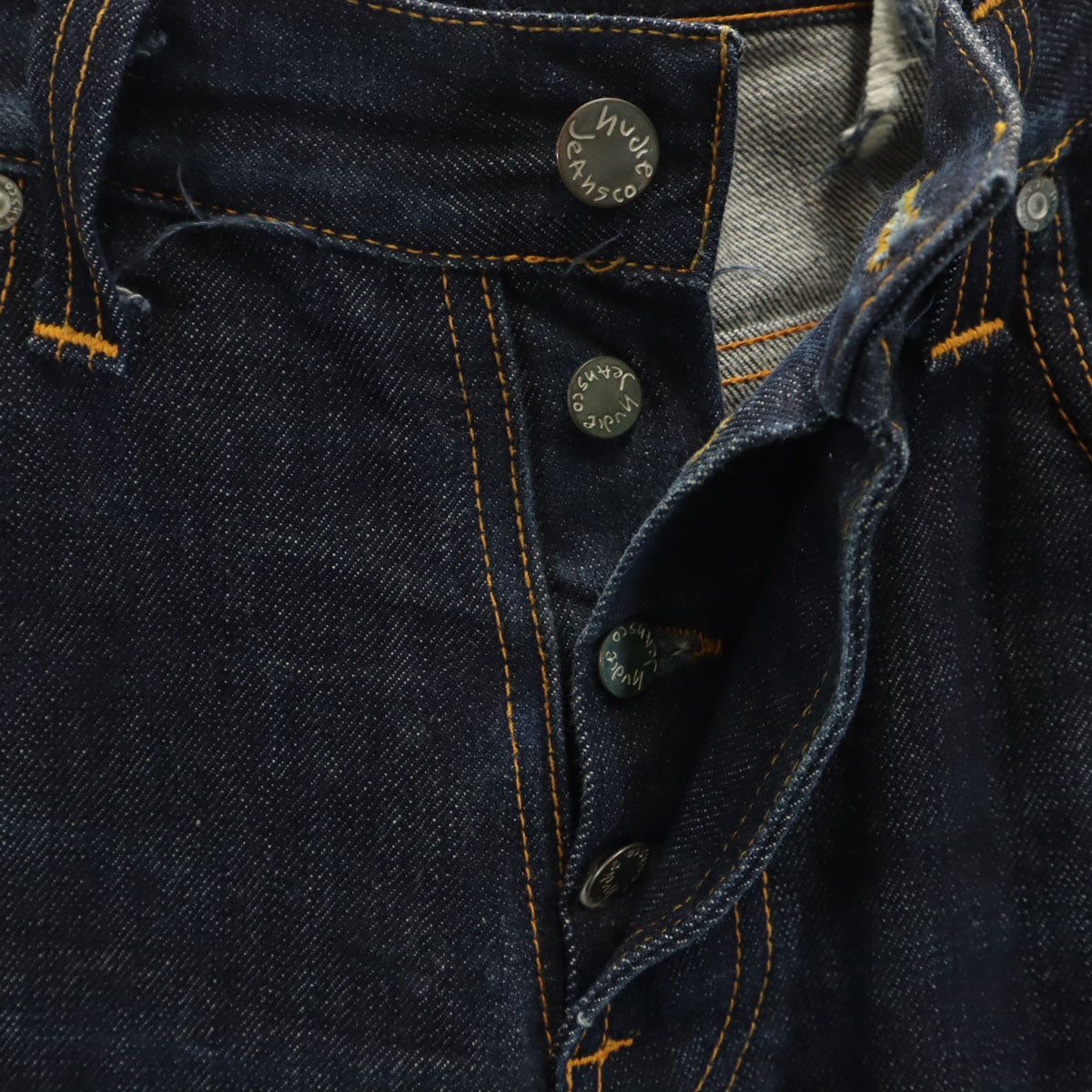 Nudie Jeans ヌーディージーンズ イタリア製 ストレートデニムパンツ W30 ネイビー ボタンフライ ジーンズ メンズ