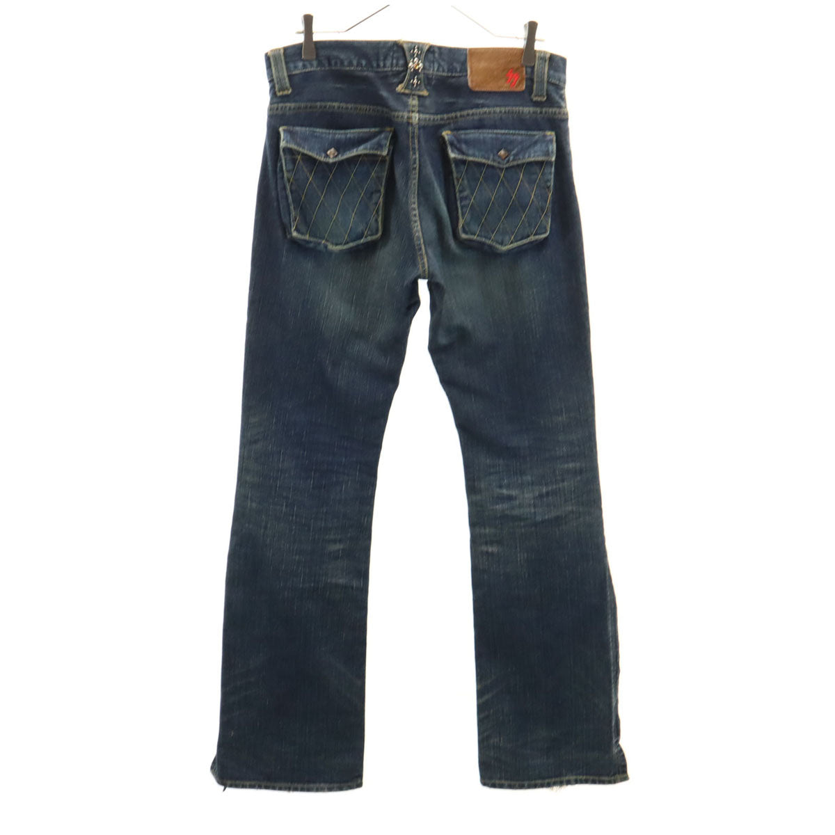 SKULL FLIGHT スカルフライト 日本製 ダブルニー デニムパンツ W34 インディゴ ジーンズ メンズ