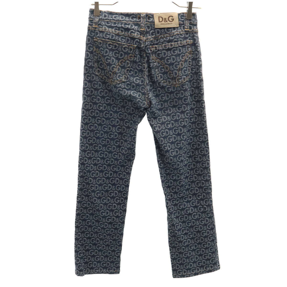 D&G ディーアンドジー イタリア製 総柄 デニムパンツ W27 ネイビー ジーンズ ストレッチ レディース