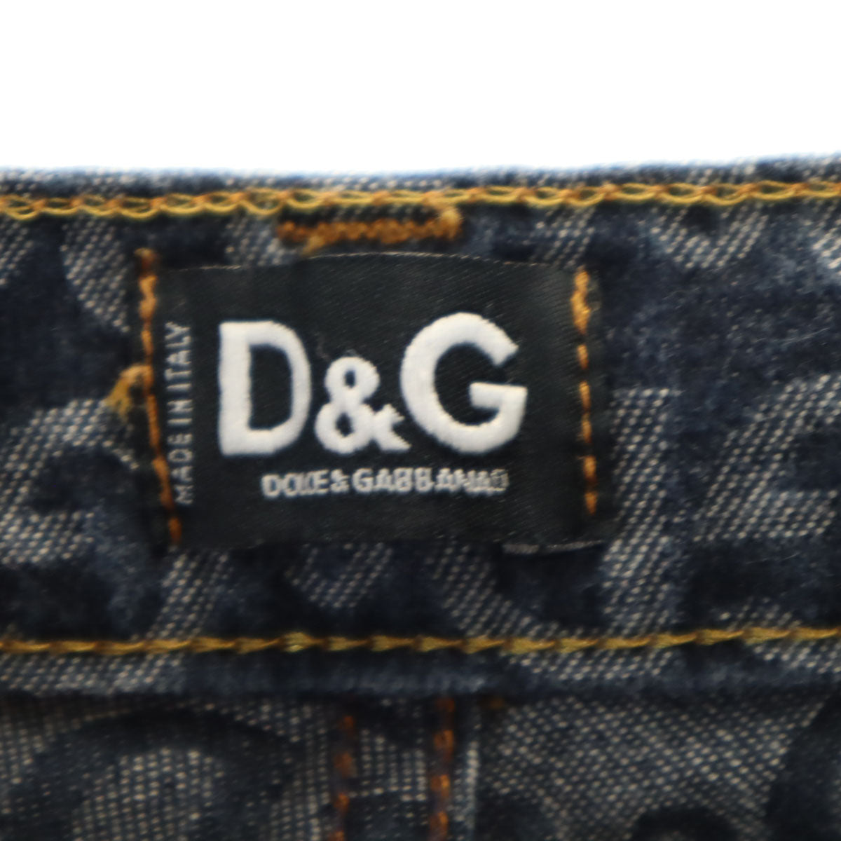 D&G ディーアンドジー イタリア製 総柄 デニムパンツ W27 ネイビー ジーンズ ストレッチ レディース