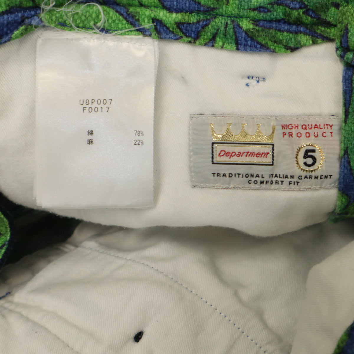 Department 5 デパートメントファイブ イタリア製 リネンブレンド 総柄 パンツ W34 ネイビー系 メンズ