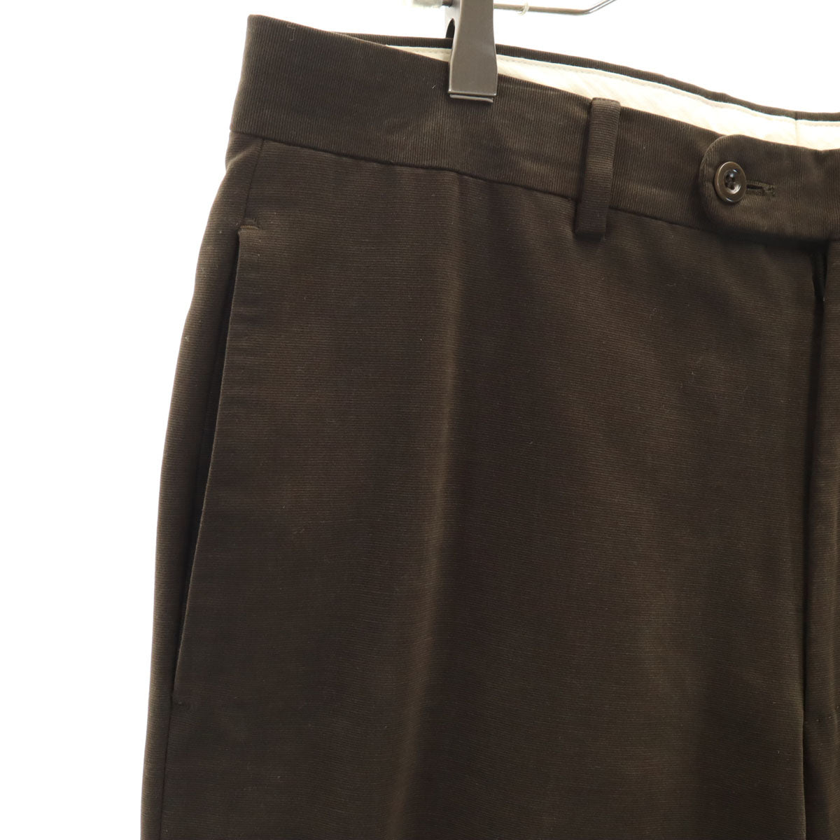 HERMES エルメス イタリア製 モールスキン スラックスパンツ 52 ダークブラウン メンズ