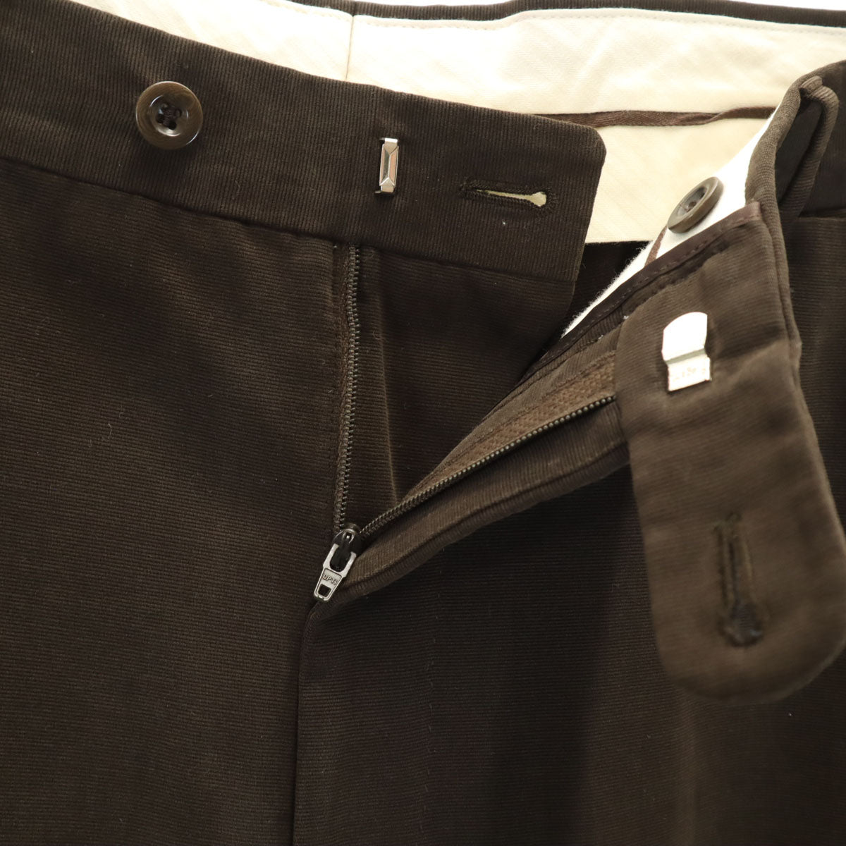 HERMES エルメス イタリア製 モールスキン スラックスパンツ 52 ダークブラウン メンズ