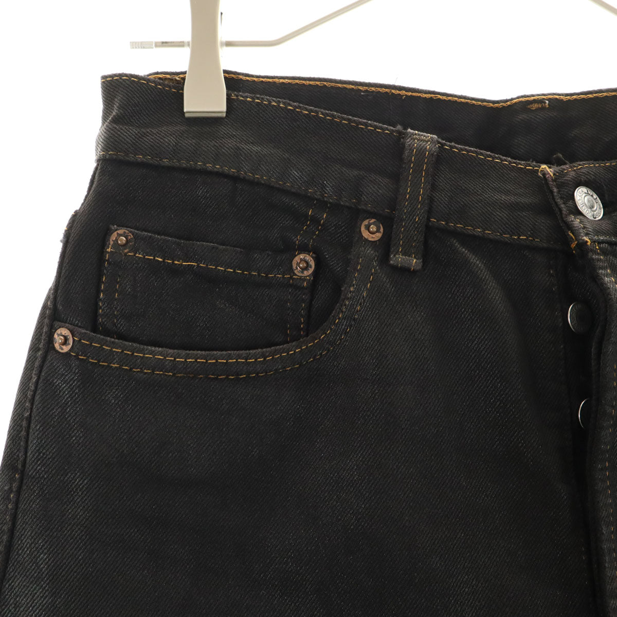 Levi's リーバイス 90s オールド USA製 ストレッチ ストレートデニムパンツ w32 ブラック系 ボタンフライ メンズ