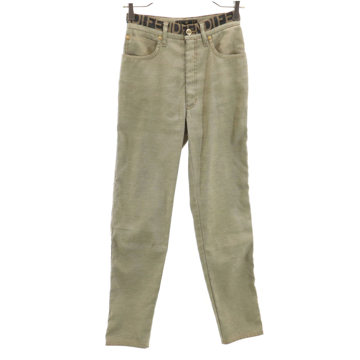 FENDI Jeans フェンディ ジーンズ イタリア製 スリムパンツ W26 オリーブ系 レディース