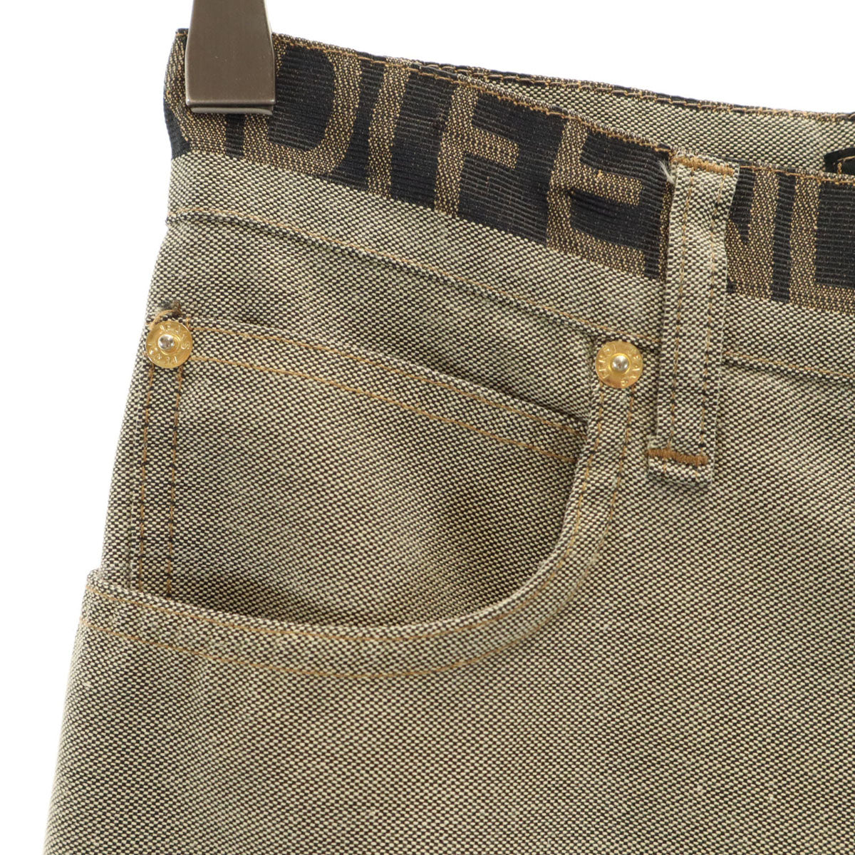 FENDI Jeans フェンディ ジーンズ イタリア製 スリムパンツ W26 オリーブ系 レディース