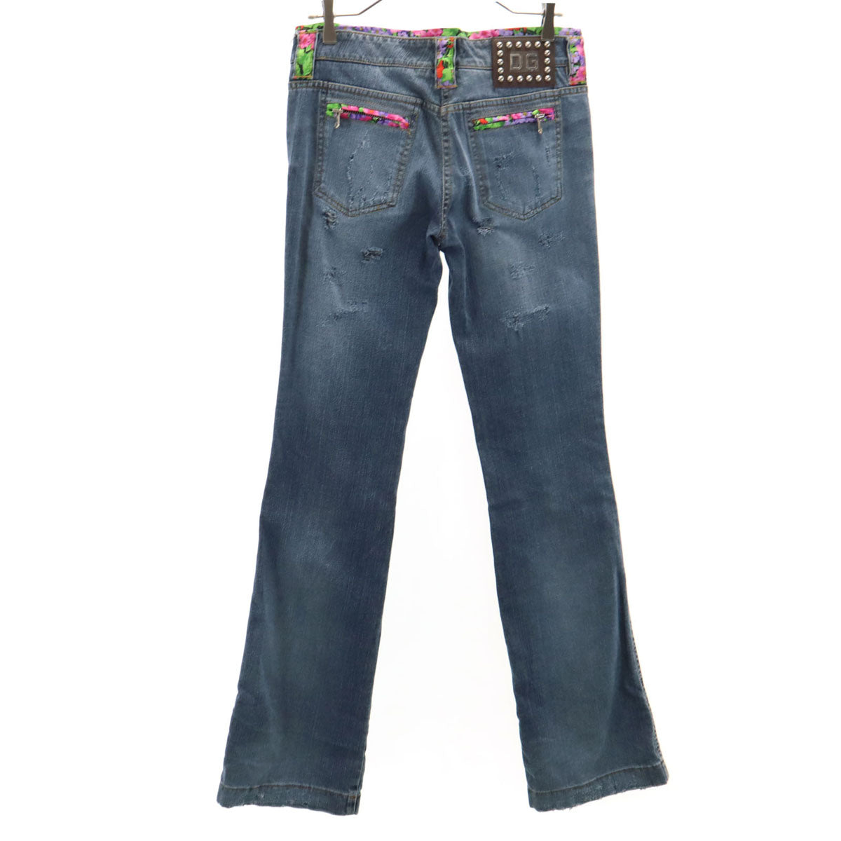 DOLCE&GABBANA ドルチェアンドガッバーナ イタリア製 ヴィンテージ加工 ブーツカットデニムパンツ 40 インディゴブルー ジーンズ レディース