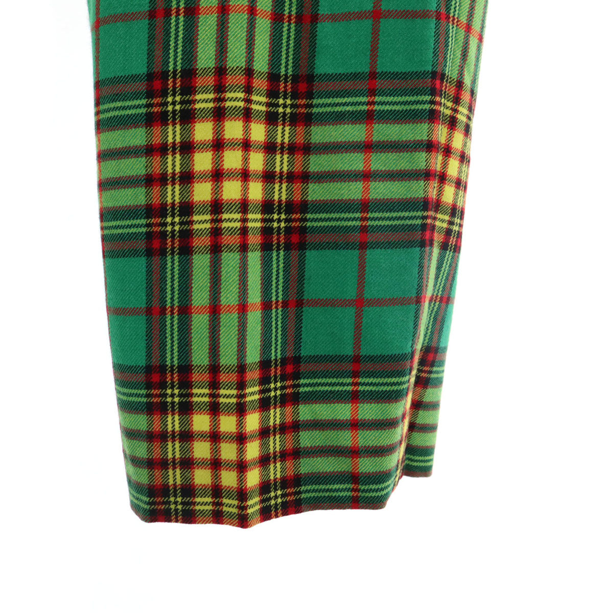 Drawer ドゥロワー ウール 日本製 チェック柄 テーパードパンツ 40 グリーン レディース