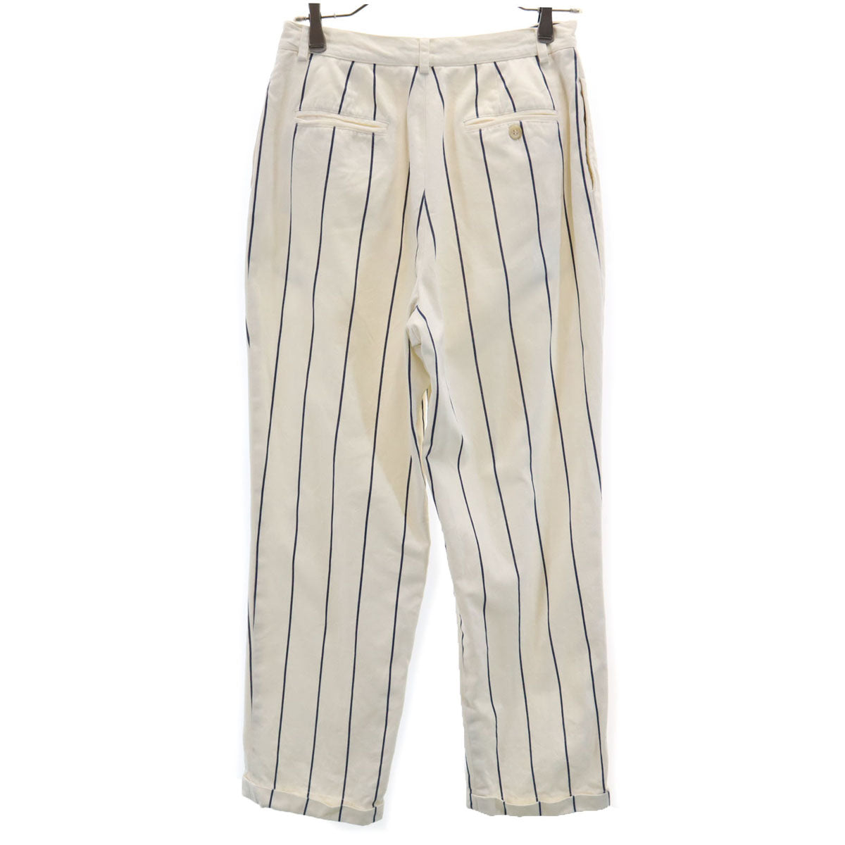 RALPH LAUREN ラルフローレン 80s USA製 ヴィンテージ 42タロン ストライプ柄 ロングパンツ 12 オフホワイト レディース