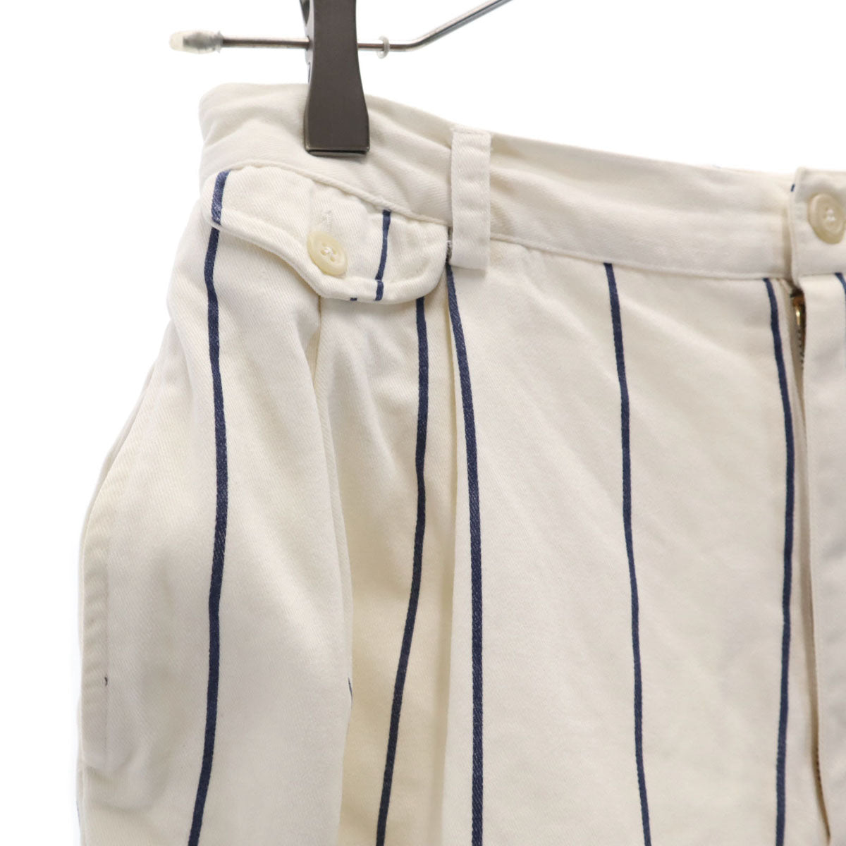 RALPH LAUREN ラルフローレン 80s USA製 ヴィンテージ 42タロン ストライプ柄 ロングパンツ 12 オフホワイト レディース