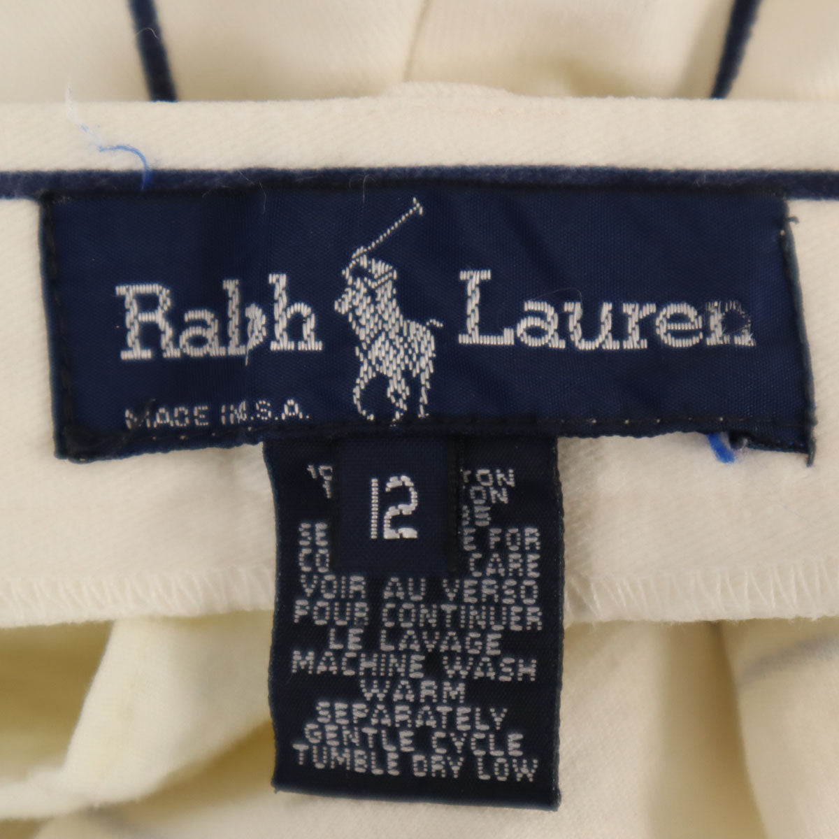 RALPH LAUREN ラルフローレン 80s USA製 ヴィンテージ 42タロン ストライプ柄 ロングパンツ 12 オフホワイト レディース