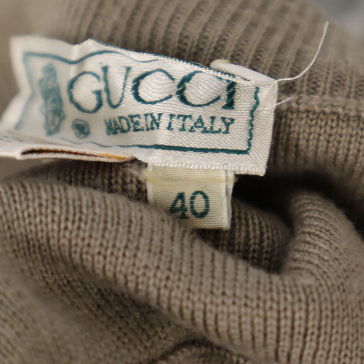 GUCCI グッチ 80s イタリア製 オールド ニット レギンス 40 グレージュ レディース