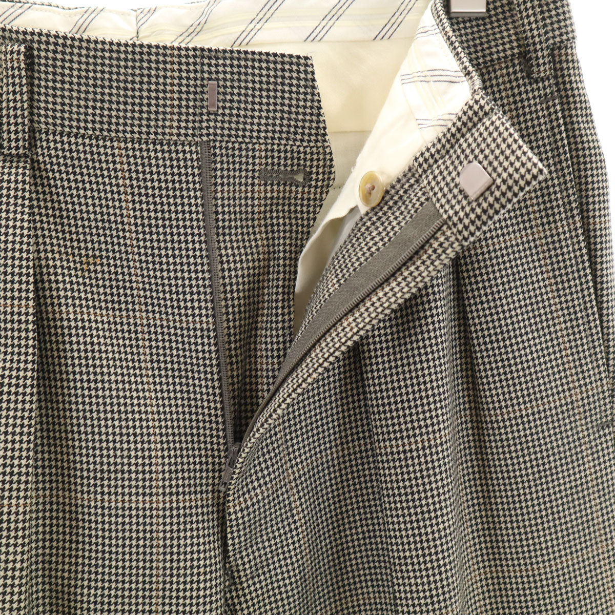 BURBERRY LONDON バーバリーロンドン 日本製 ハウンドトゥース チェック柄 スラックスパンツ 79 ベージュ 三陽商会 千鳥格子 メンズ