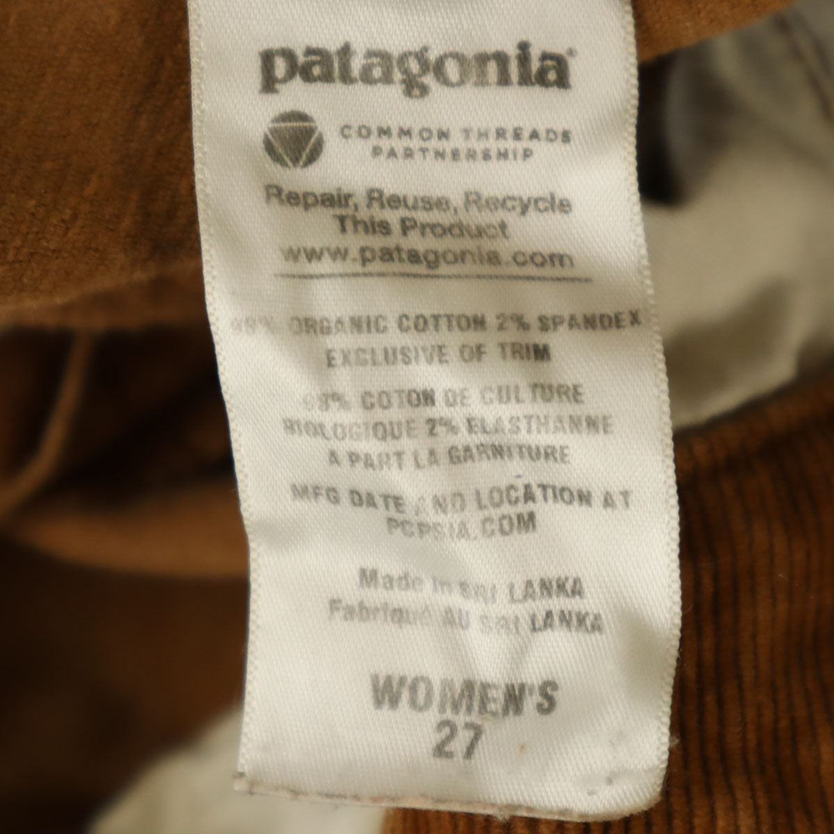 patagonia パタゴニア アウトドア コーデュロイパンツ 27 ブラウン系 550551FA13 レディース