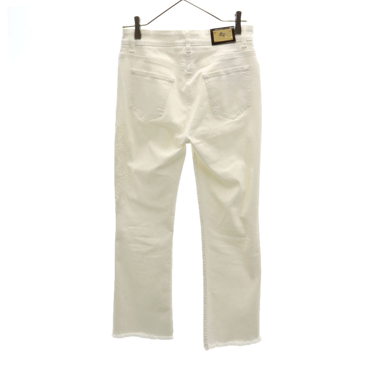 ETRO エトロ イタリア製 パンツ W28 白 ストレッチ フリンジ レディース