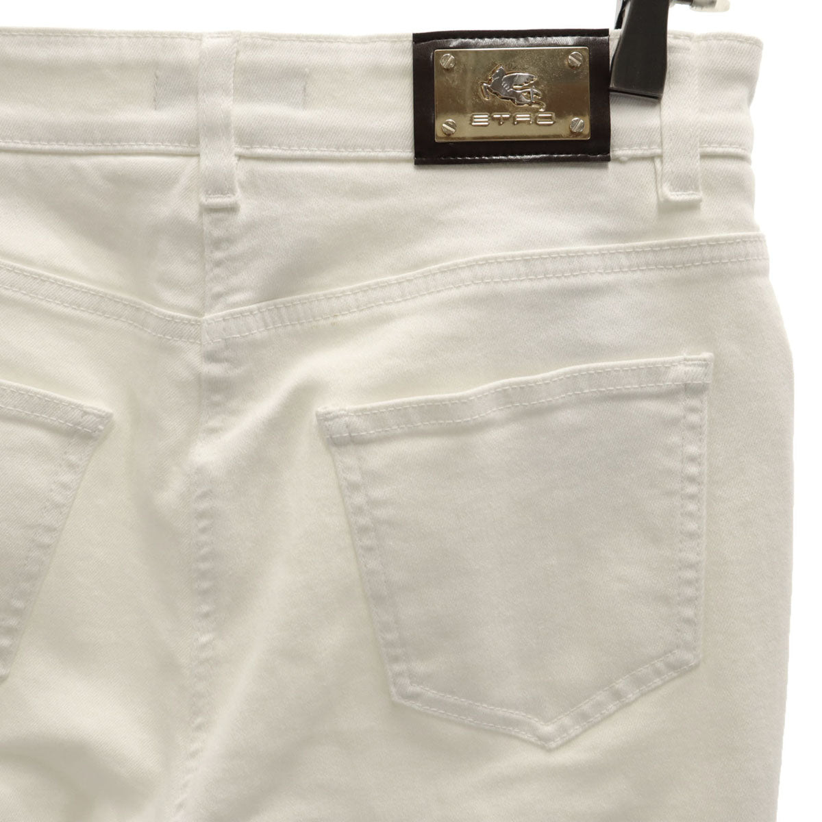 ETRO エトロ イタリア製 パンツ W28 白 ストレッチ フリンジ レディース