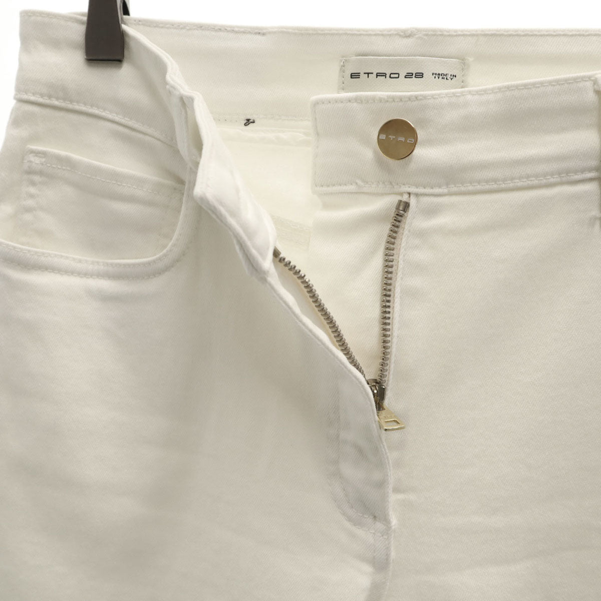 ETRO エトロ イタリア製 パンツ W28 白 ストレッチ フリンジ レディース