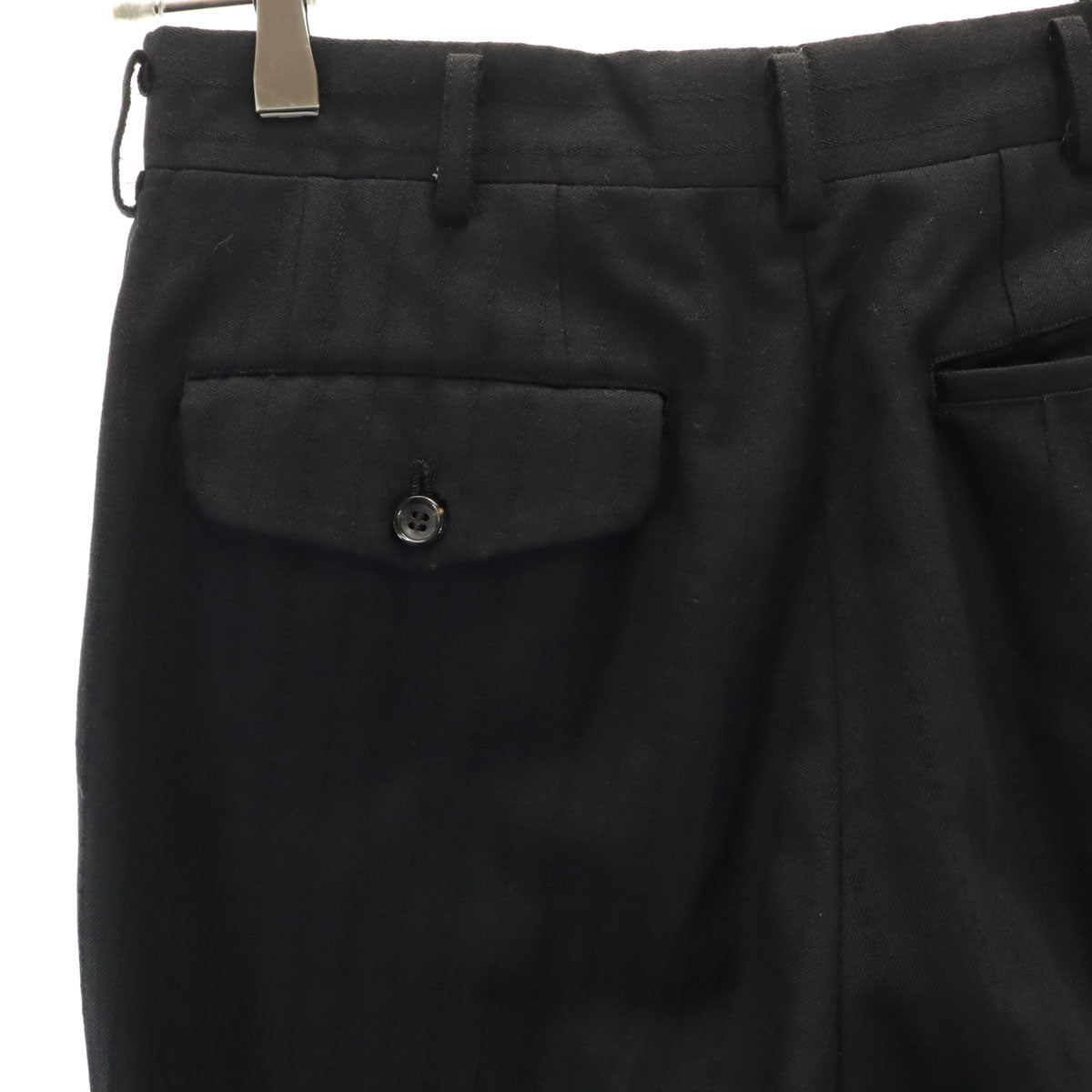 COMME des GARCONS HOMME コムデギャルソンオム 90s 日本製 ウール オールド ストライプ柄 2タック スラックスパンツ S 黒 メンズ