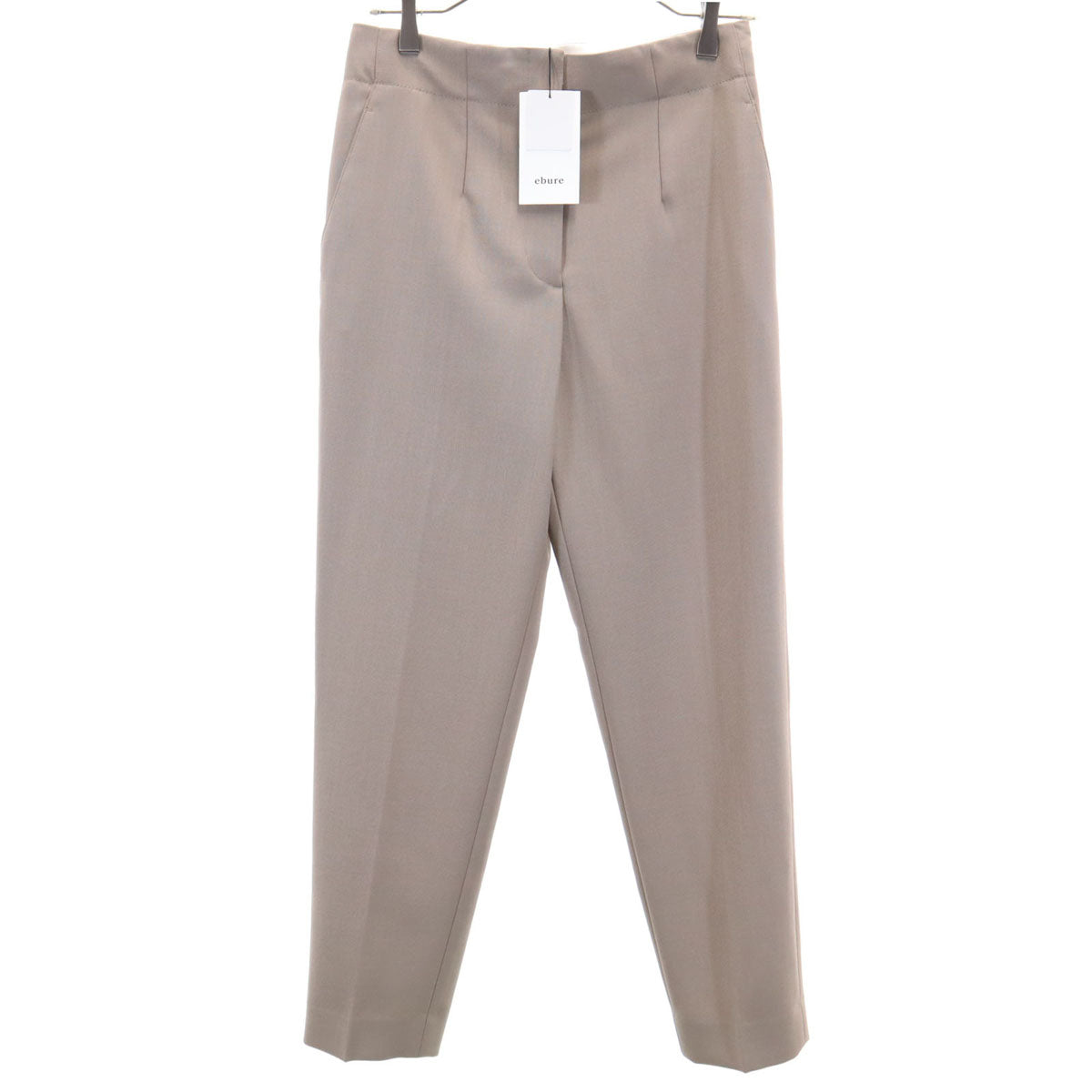 未使用 ebure エブール 日本製 ウール テーパードパンツ 38 ベージュ系 レディース