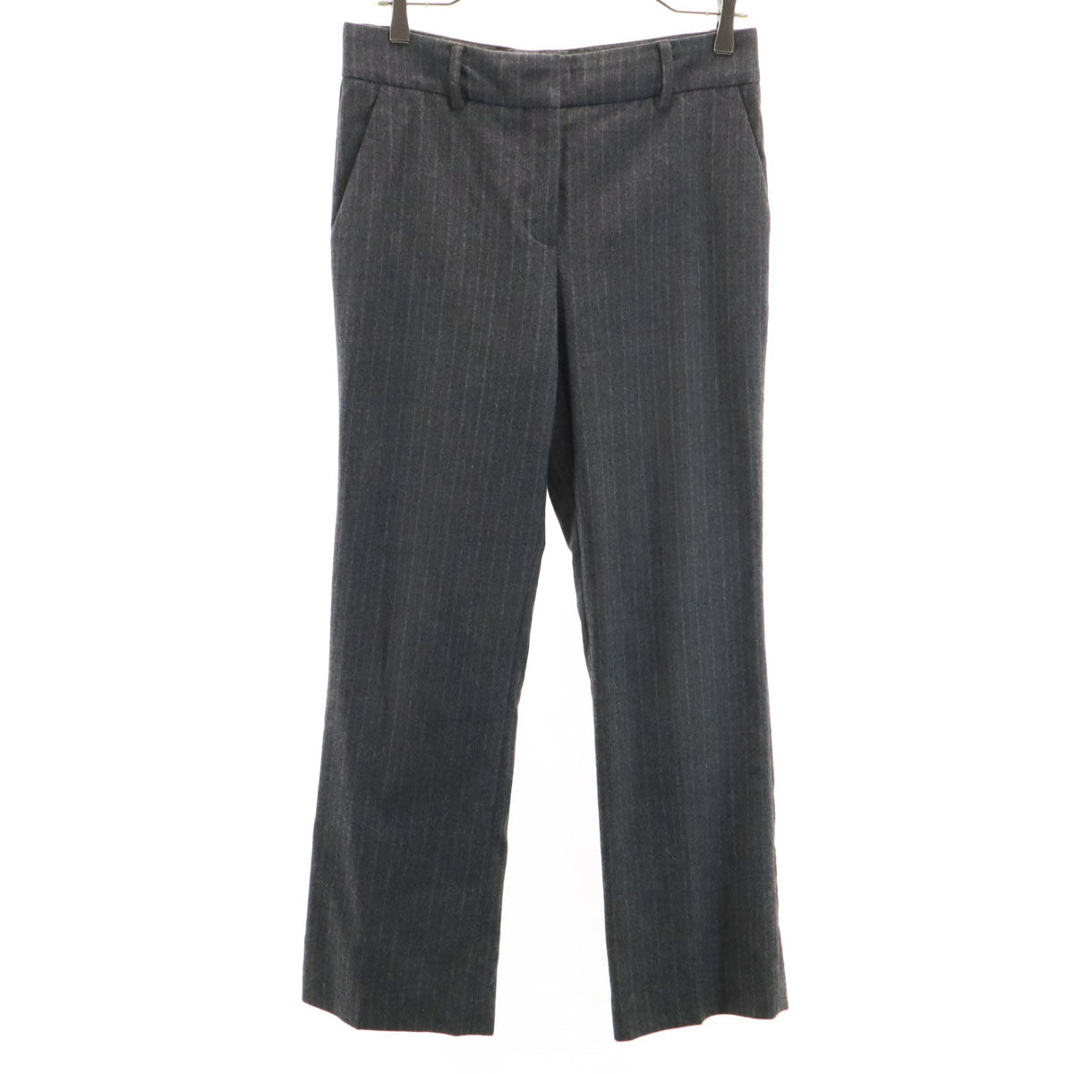 INCOTEX インコテックス ポルトガル製 ストライプ柄 ウールパンツ 42 グレー系 レディース