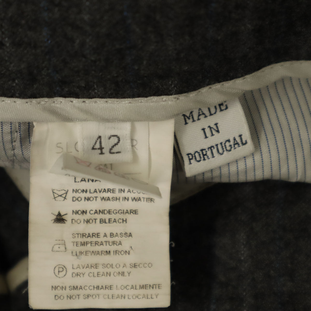 INCOTEX インコテックス ポルトガル製 ストライプ柄 ウールパンツ 42 グレー系 レディース